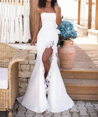 Tarik Ediz - Ruffle Slit Strapless Dress