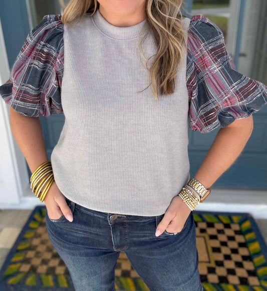 Thml - Plaid puffer media top