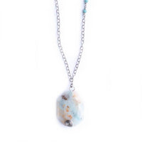 Vi Bella - Women's Amazonite Pendant Long Statement Necklace