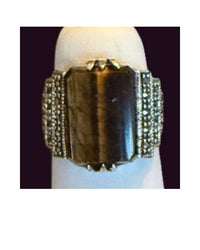 P & K Jewelry - Women's Sterling Marcasite Natural Stone Ring
