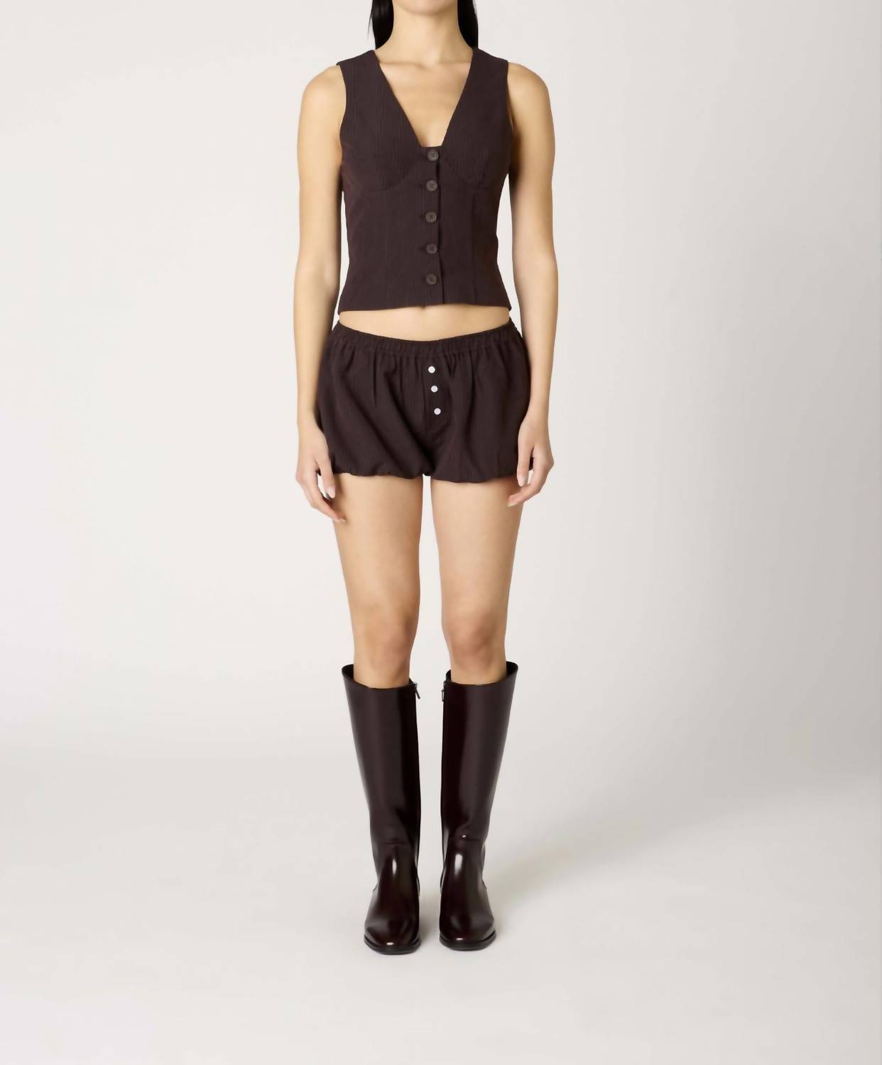 Nia - Renata Deep V-neck Top