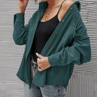 Suhkasana Cory Corduroy Solid Button Down Shirt in green - women's shirt - alternate view