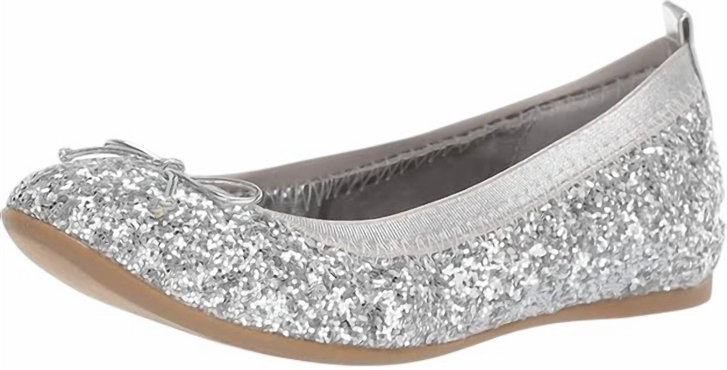 Nina Girls Esther Ballet Flat Shoes in silver chunky glitter - kids' shoe