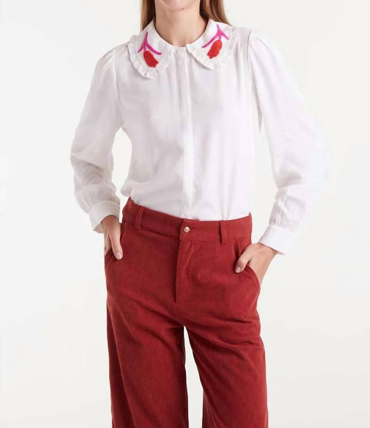 Compania Fantastica - Tulip Embroidered Collar Shirt