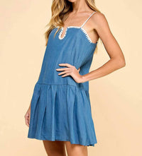 TCEC Spaghetti Strap Mini Dress in denim blue - women's dress - alternate view