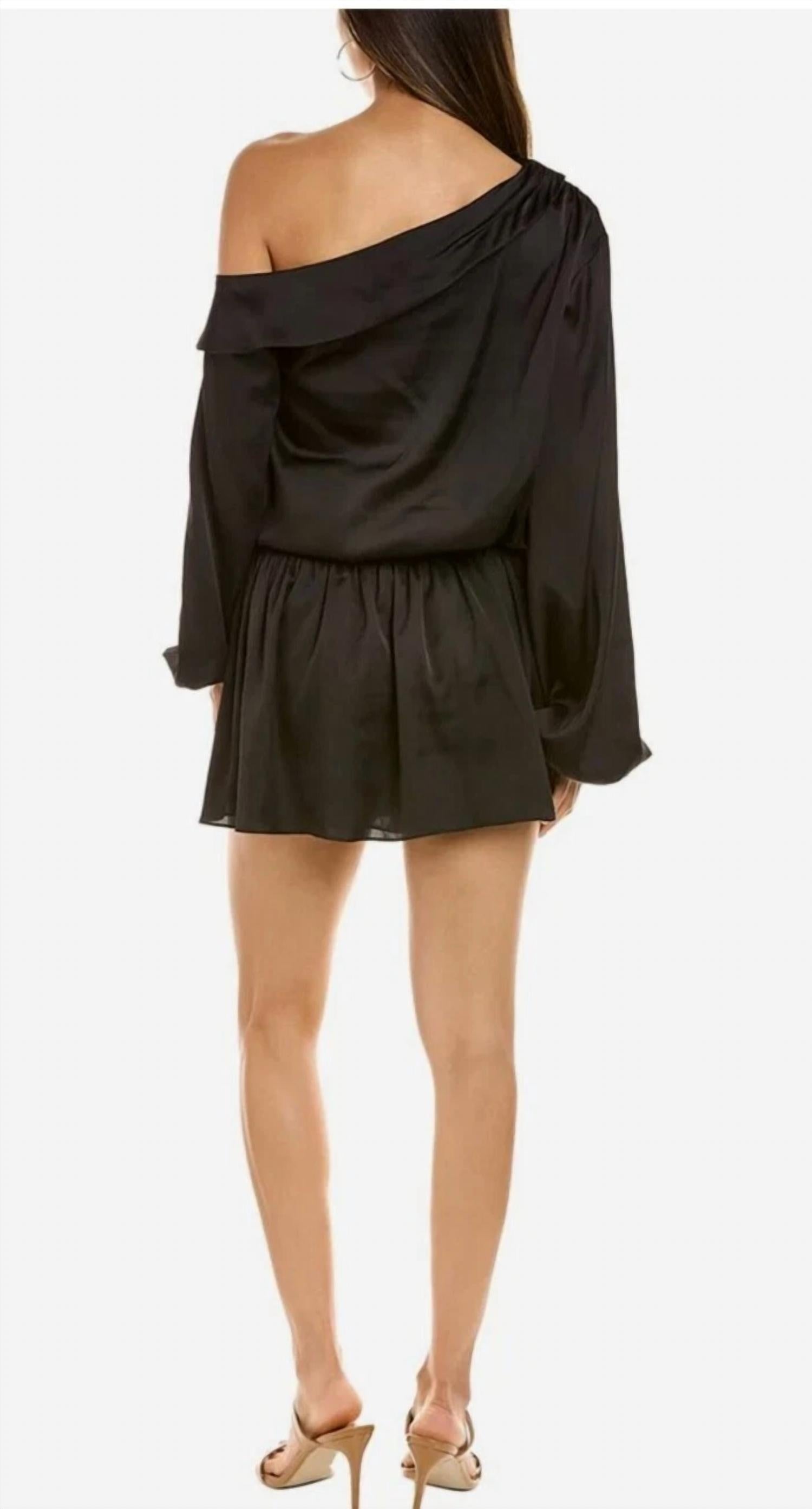 Ramy Brook - Timothy Satin Off Shoulder Blouson Mini Dress