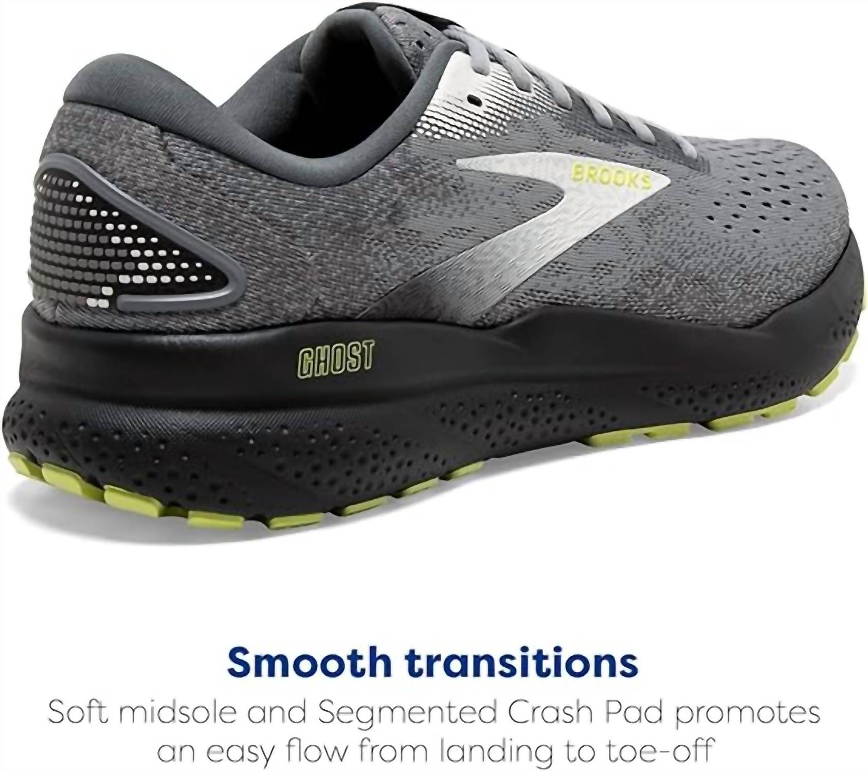 BROOKS Men's Ghost 16 Shoe in primer grey lime - men's sneaker - alternate view