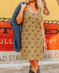 Lucky & Blessed - Western Horse Print Spaghetti Strap Tank Dress