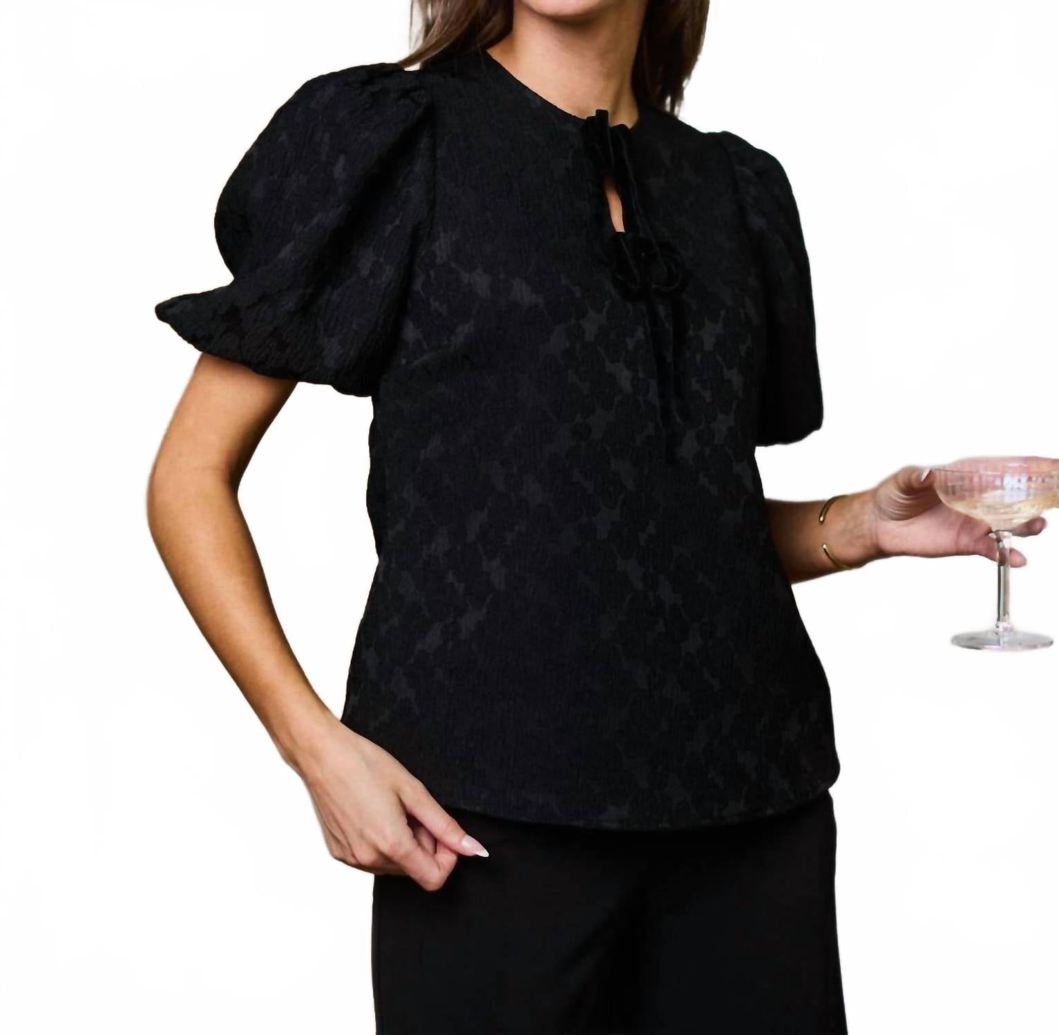 Mary Square - Ren Jacquard Puff Sleeve Top
