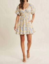 In February - Spring Airy Watercolor Mini Dress