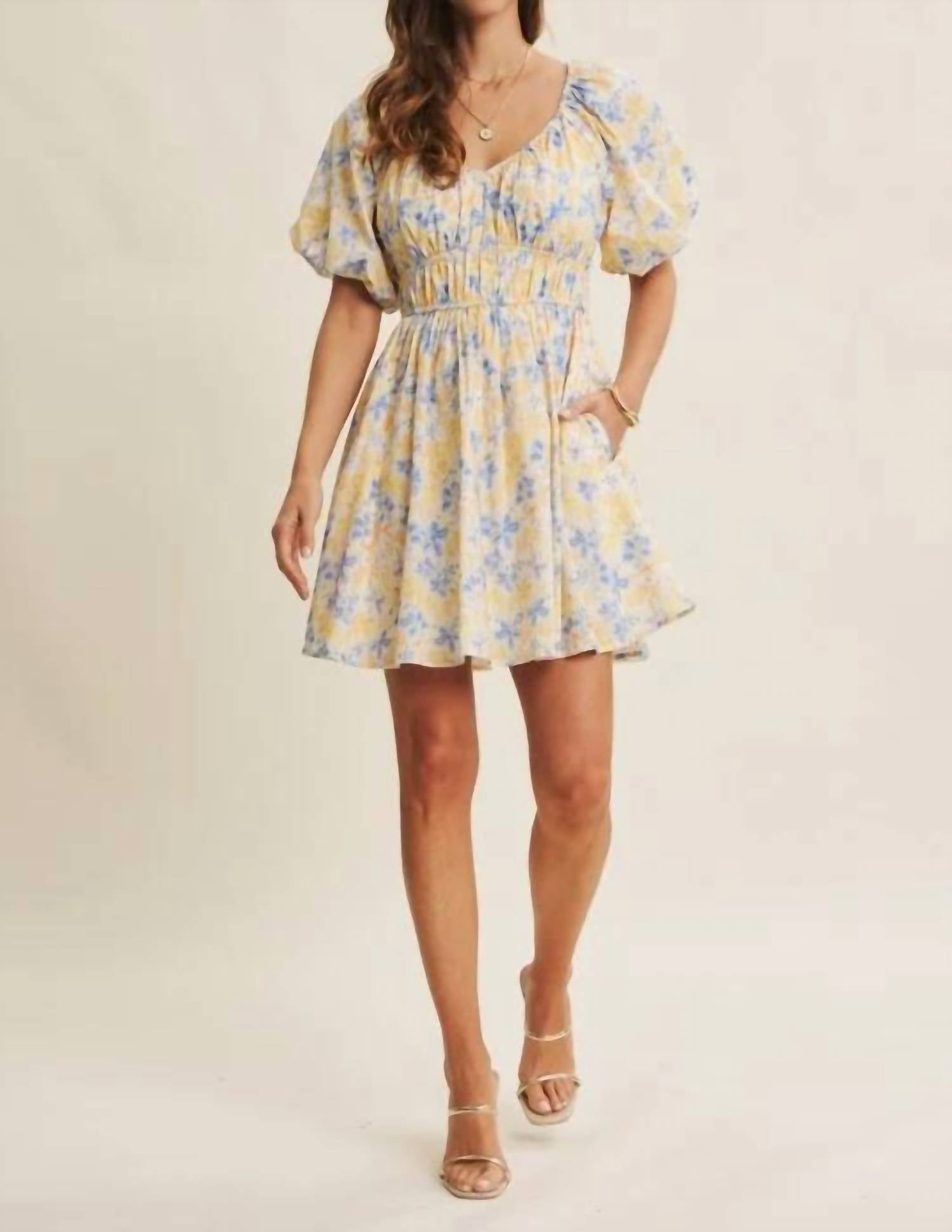 In February - Spring Airy Watercolor Mini Dress