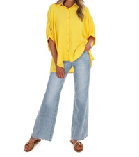 Day + Moon - Women's Fingers Crossed Oversized Button Down Top