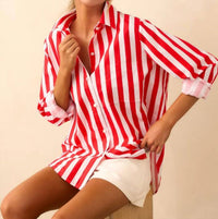 Prosperina - Stripe Paula Button Front Top