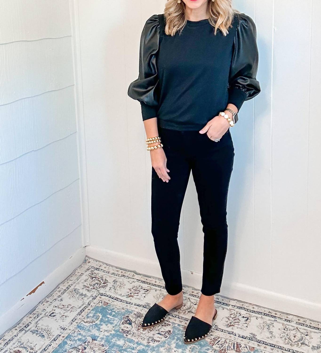 Willa Story - Faux Leather Knit Top