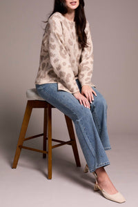 TRIBAL Long Sleeve Crewneck Sequined Sweater - Plus in sandstone - women's sweater - alternate view