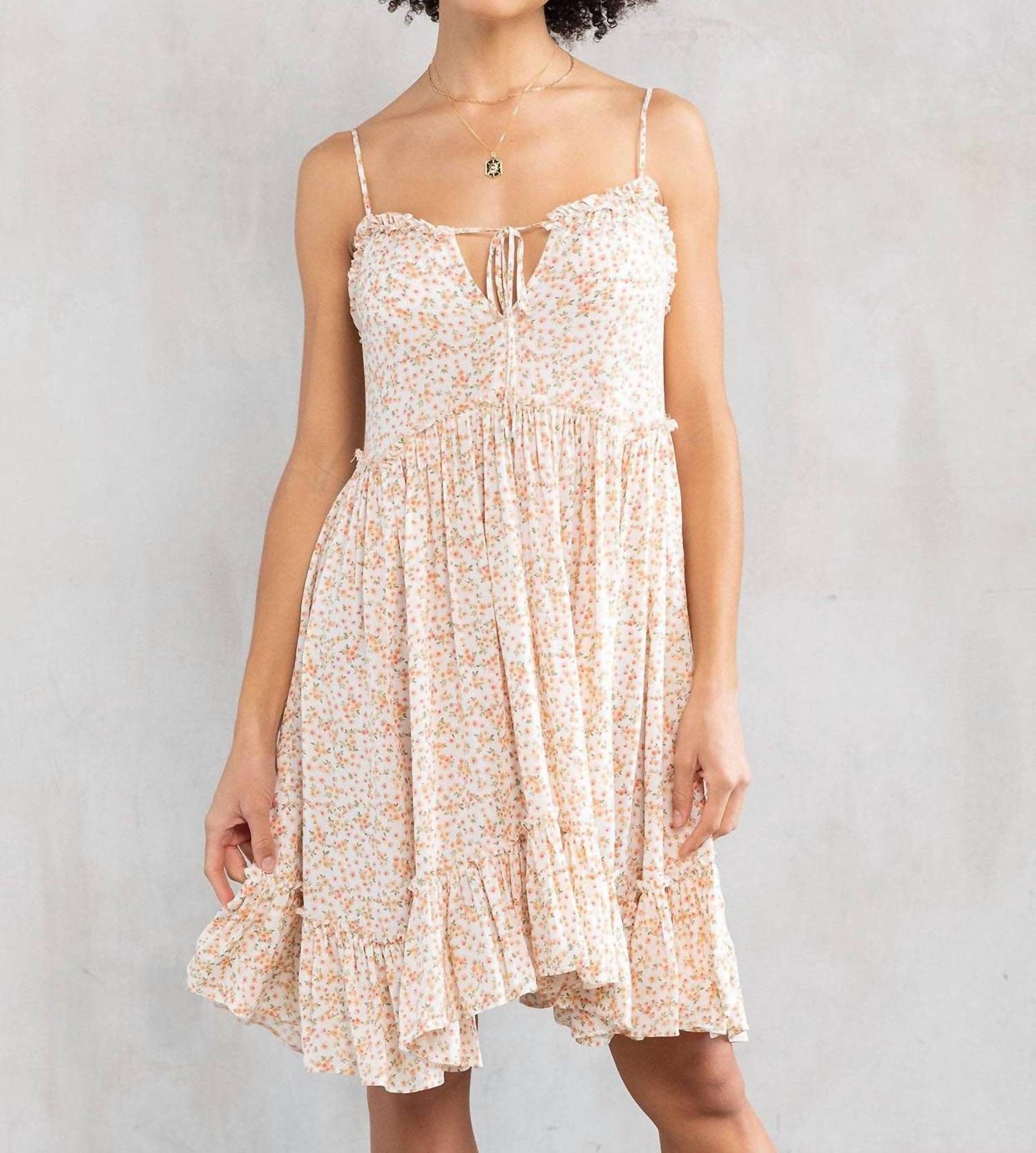 LOVESTITCH Ditsy Floral Sundress in natural peach - women's dress