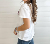 Kid Dangerous Patriotic Graphic Tee Top in white - women's t-shirt - detail view