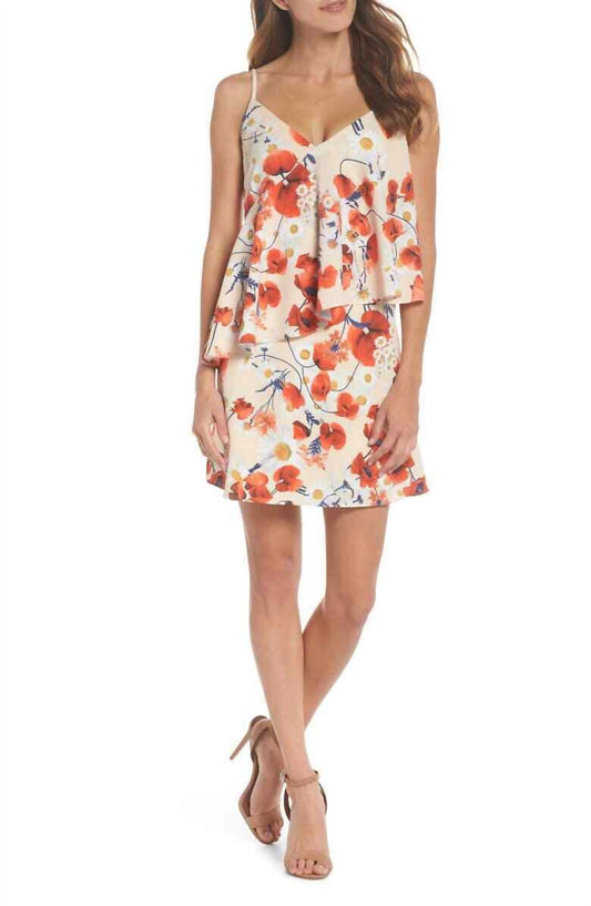 Nsr - Cara Floral Spaghetti Strap Ruffle Slip Dress