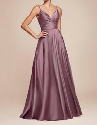 Ladivine Fitted Bodice A-line Maxi Skirt Dress in mauve - women's dress