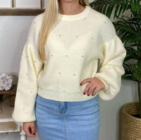 Blu Pepper - Crewneck Sweater With Pearls