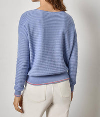 Lilla P - Tipped Hem Wide Neck Sweater Top