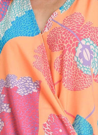 Umgee - Print V-neck Top With Ruffled Sleeves