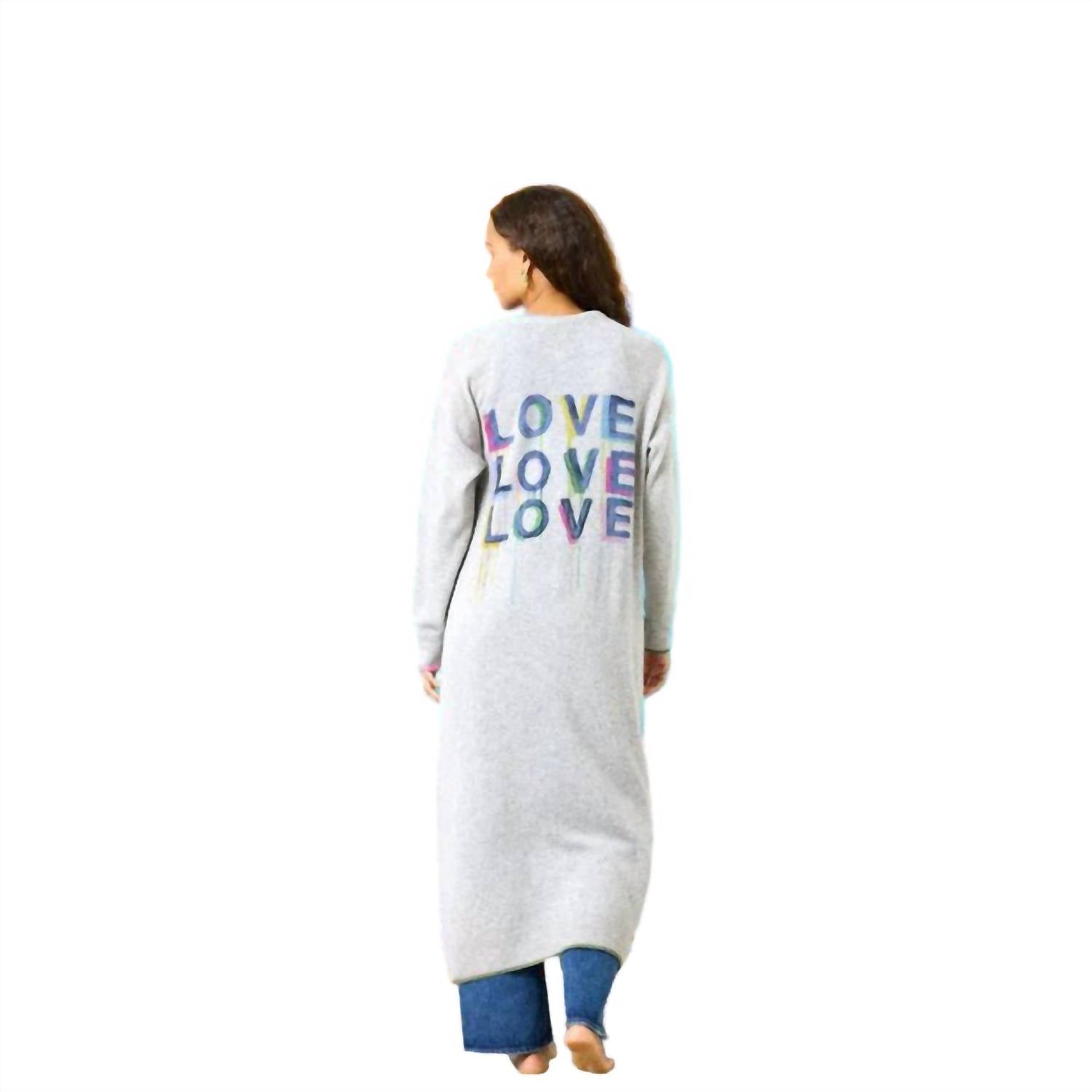 KERRI ROSENTHAL Super Duper Love On Repeat Duster in heather gray - women's cardigan - alternate view