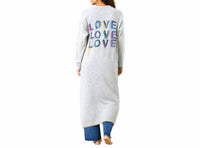 KERRI ROSENTHAL Super Duper Love On Repeat Duster in heather gray - women's cardigan - detail view