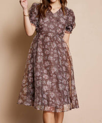 Tea N Rose - Printed Organza Dress
