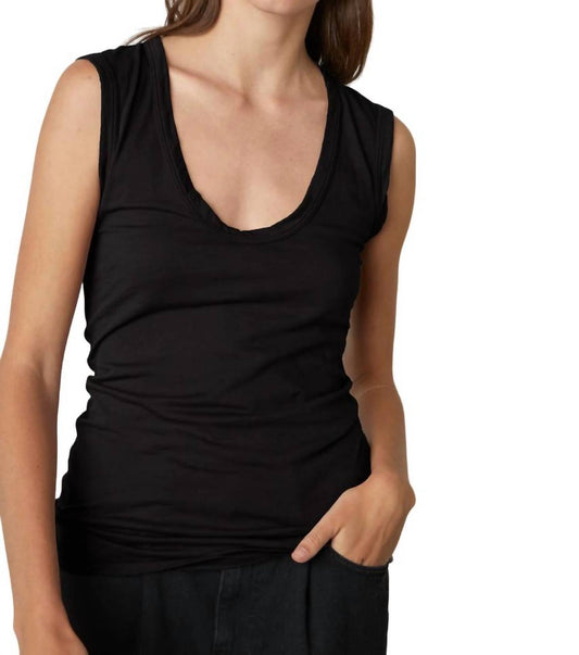 Velvet By Graham & Spencer - ESTINA COTTON GAUZE SCOOP NECK TANK TOP