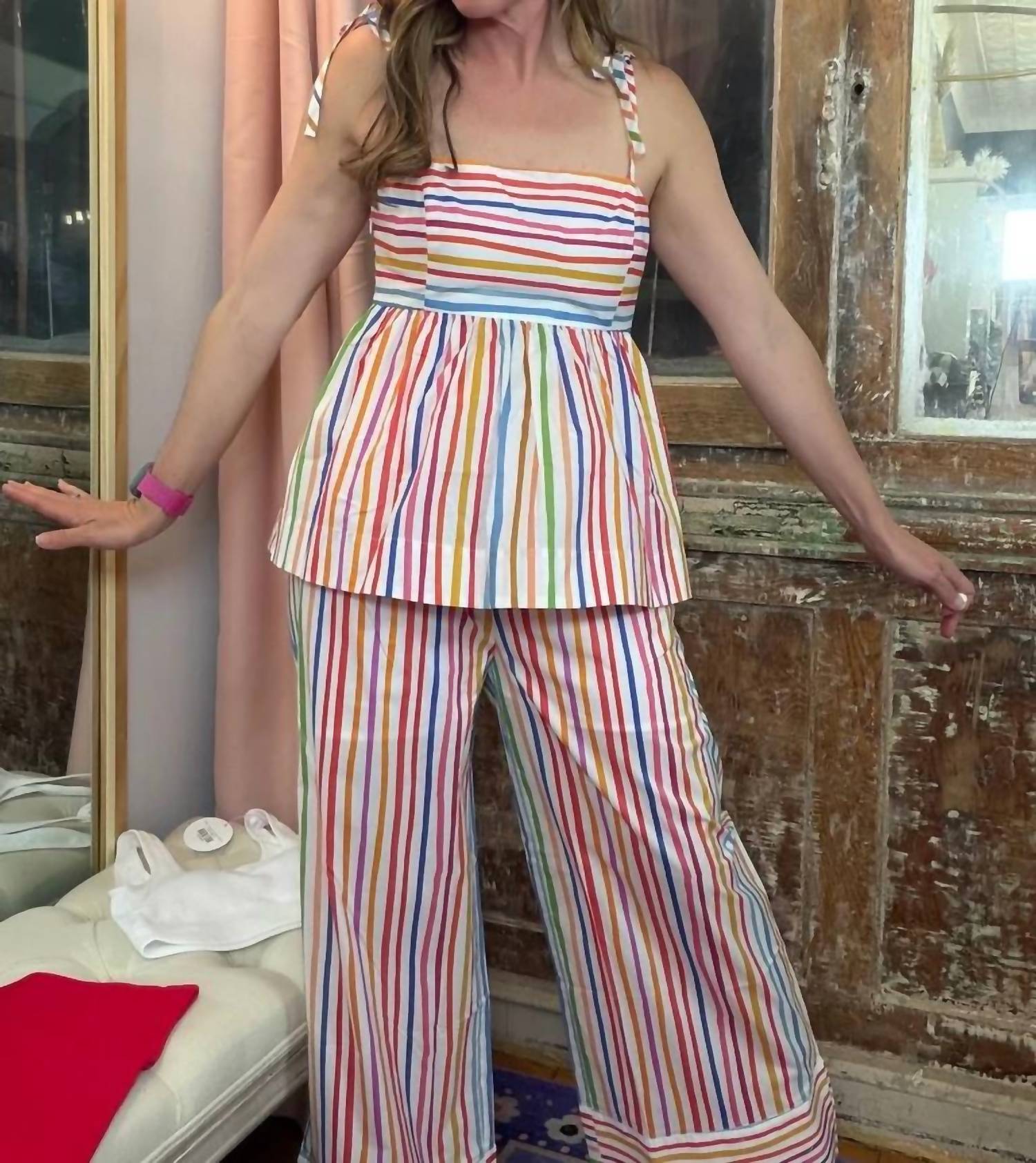 Pinch - Stripe Tie Strap Tank Top