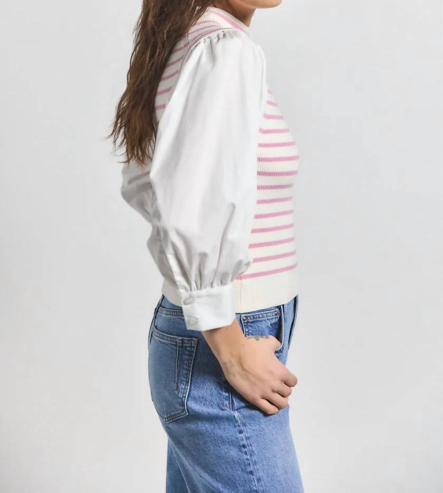 Derek Lam 10 Crosby - Tirza Mixed Media Top