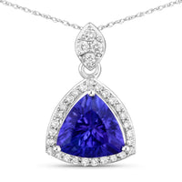 Diana M Jewels Women's Trillion Natural Tanzanite Pendant Necklace (1.71 Ct) - Classic in 14k white gold - women's jewelry
