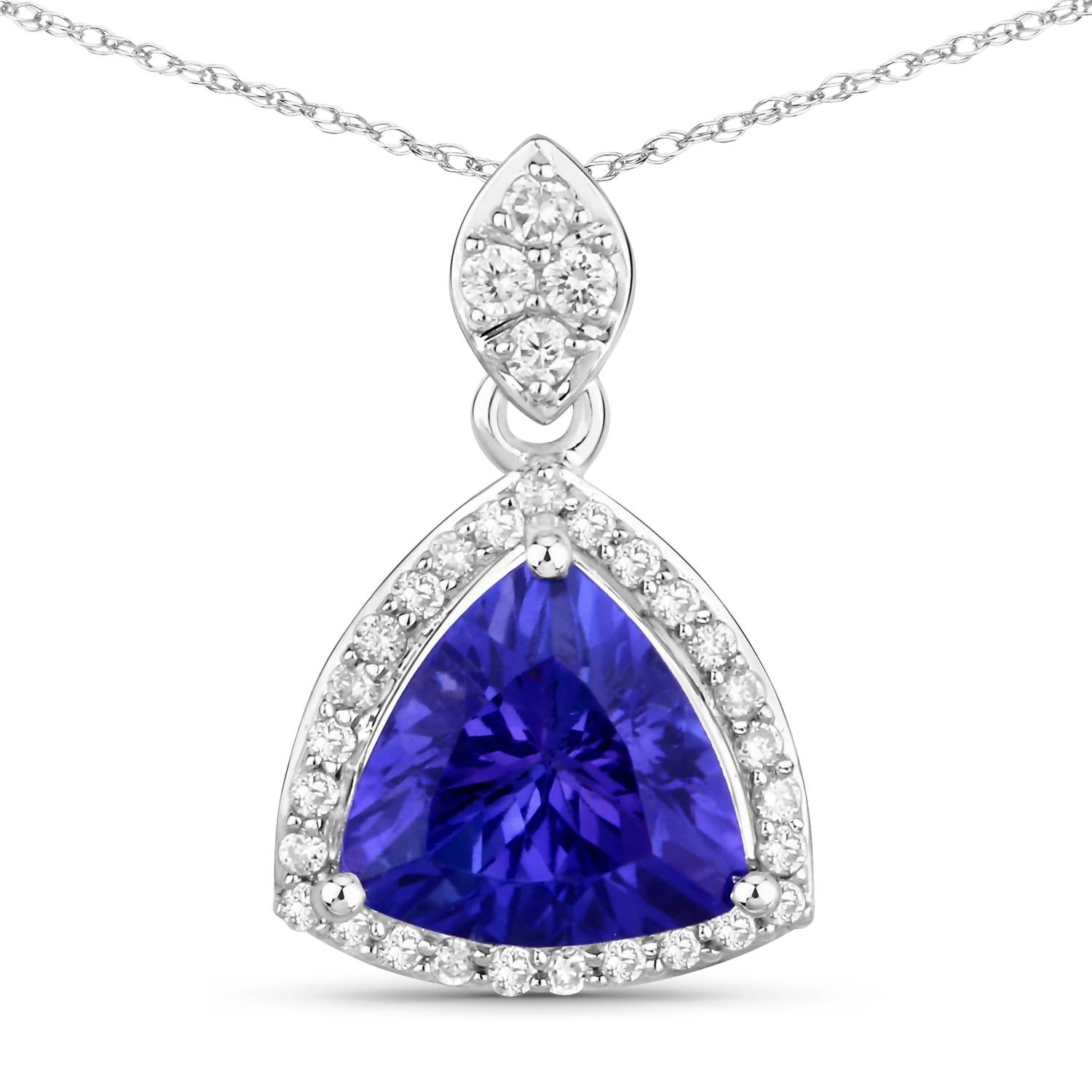 Diana M Jewels Women's Trillion Natural Tanzanite Pendant Necklace (1.71 Ct) - Classic in 14k white gold - women's jewelry