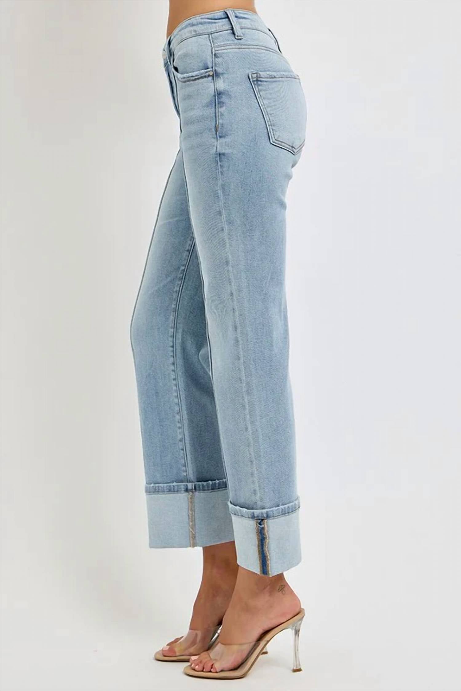 Risen - Jamie High Rise Straight Wide Cuff Jeans
