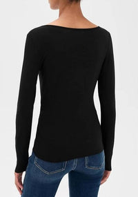 Paige Leonna Top in black - women's long sleeve top - detail view