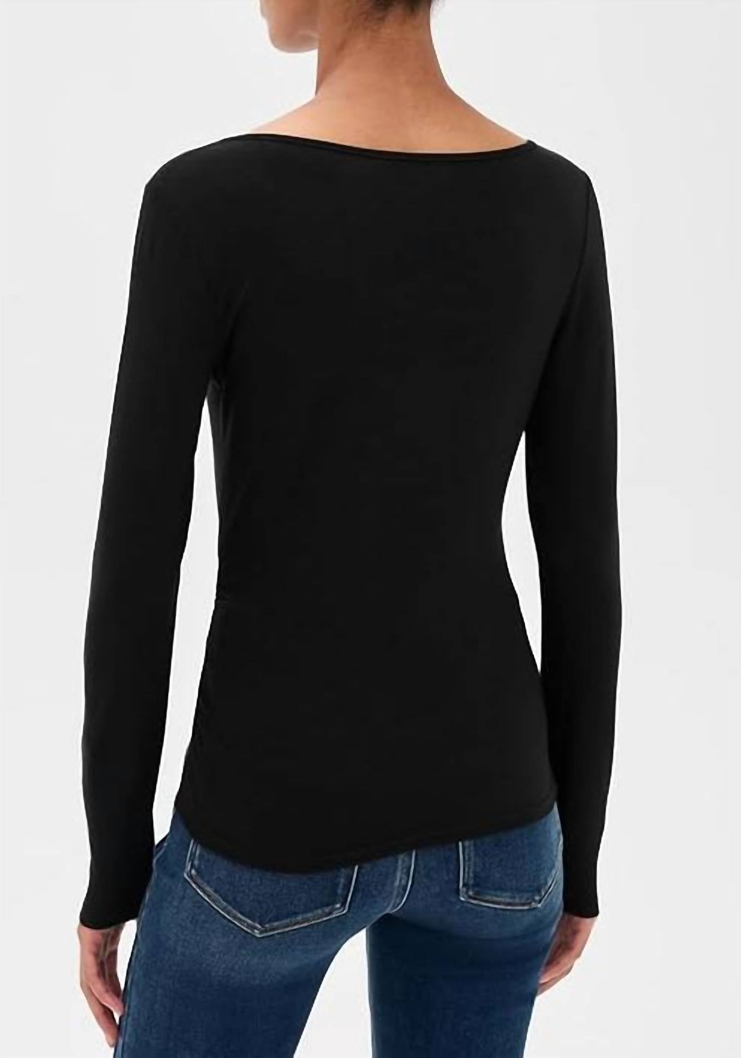 Paige Leonna Top in black - women's long sleeve top - detail view