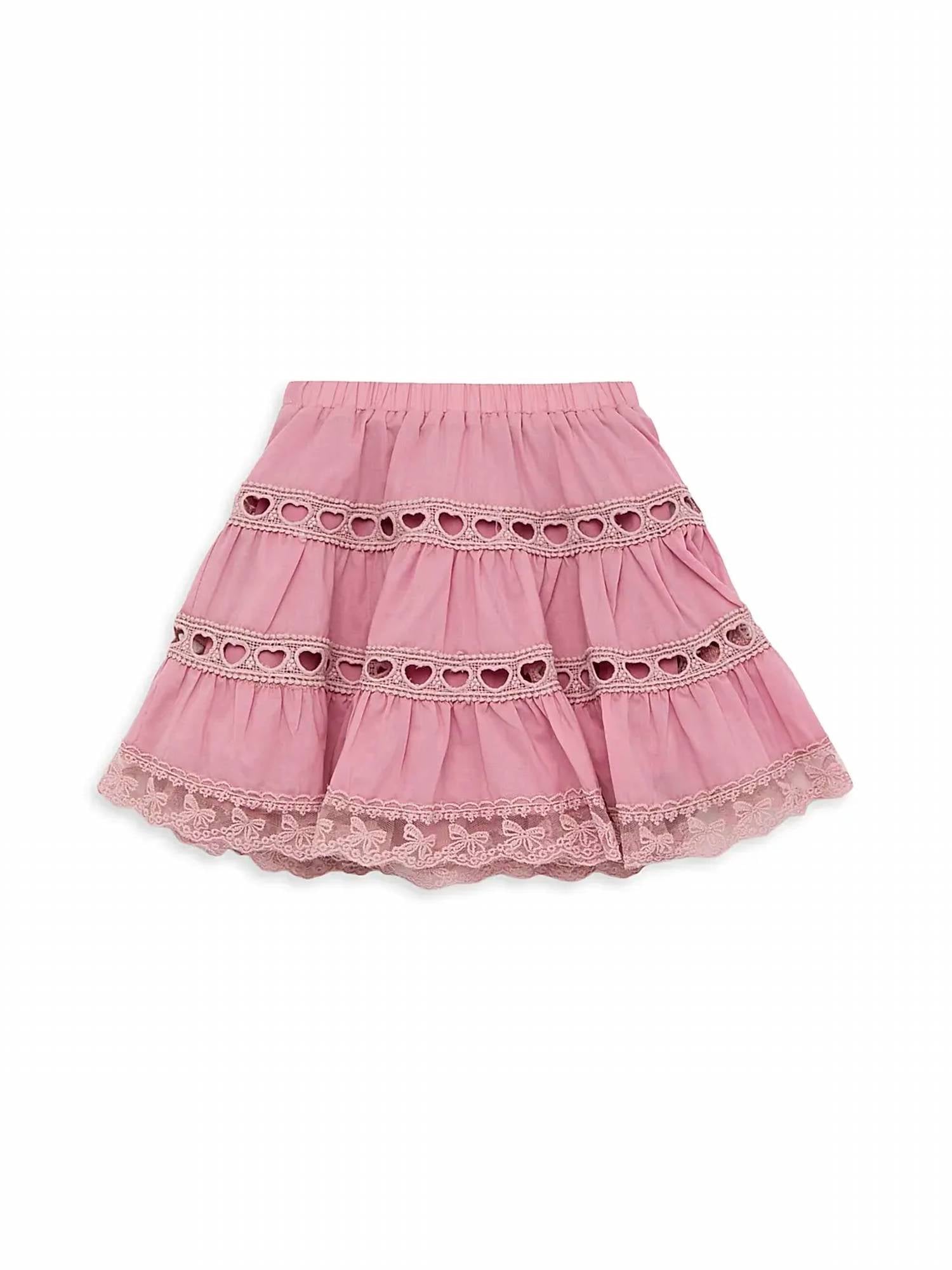 Theme - Girls Ballet Sofia Heart Bow Lace Mini Skirt