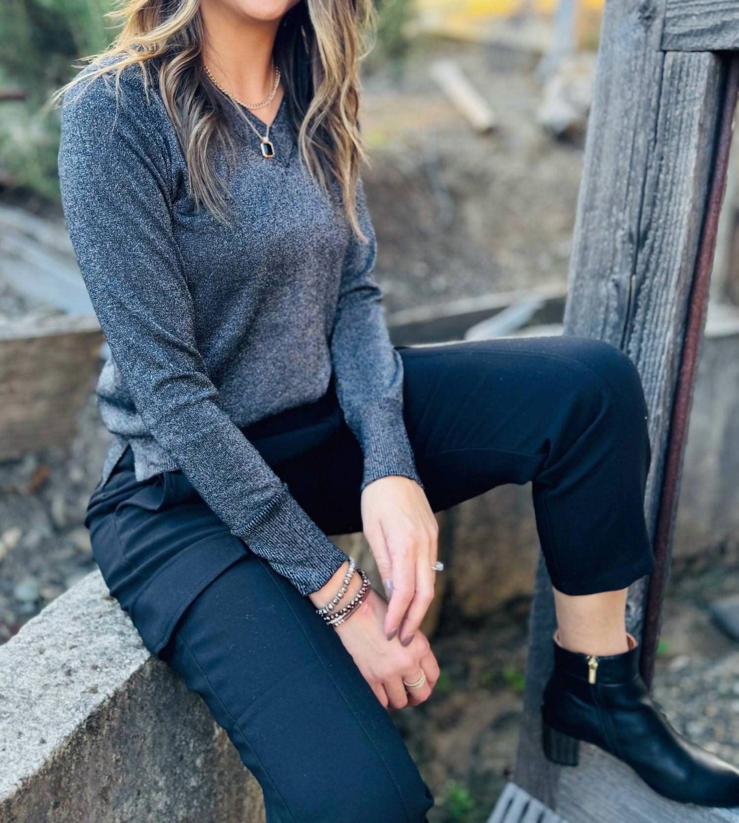 Pure Amici - Lurex V-neck