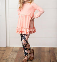 Adorable Sweetness - Kid's Ruffle Top & Floral Pant Set
