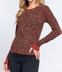 Active Usa - Printed Thermal Knit Top