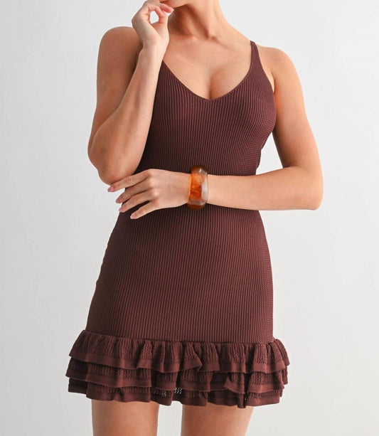 Evenuel - Burnt Sienna Knit Mini Dress