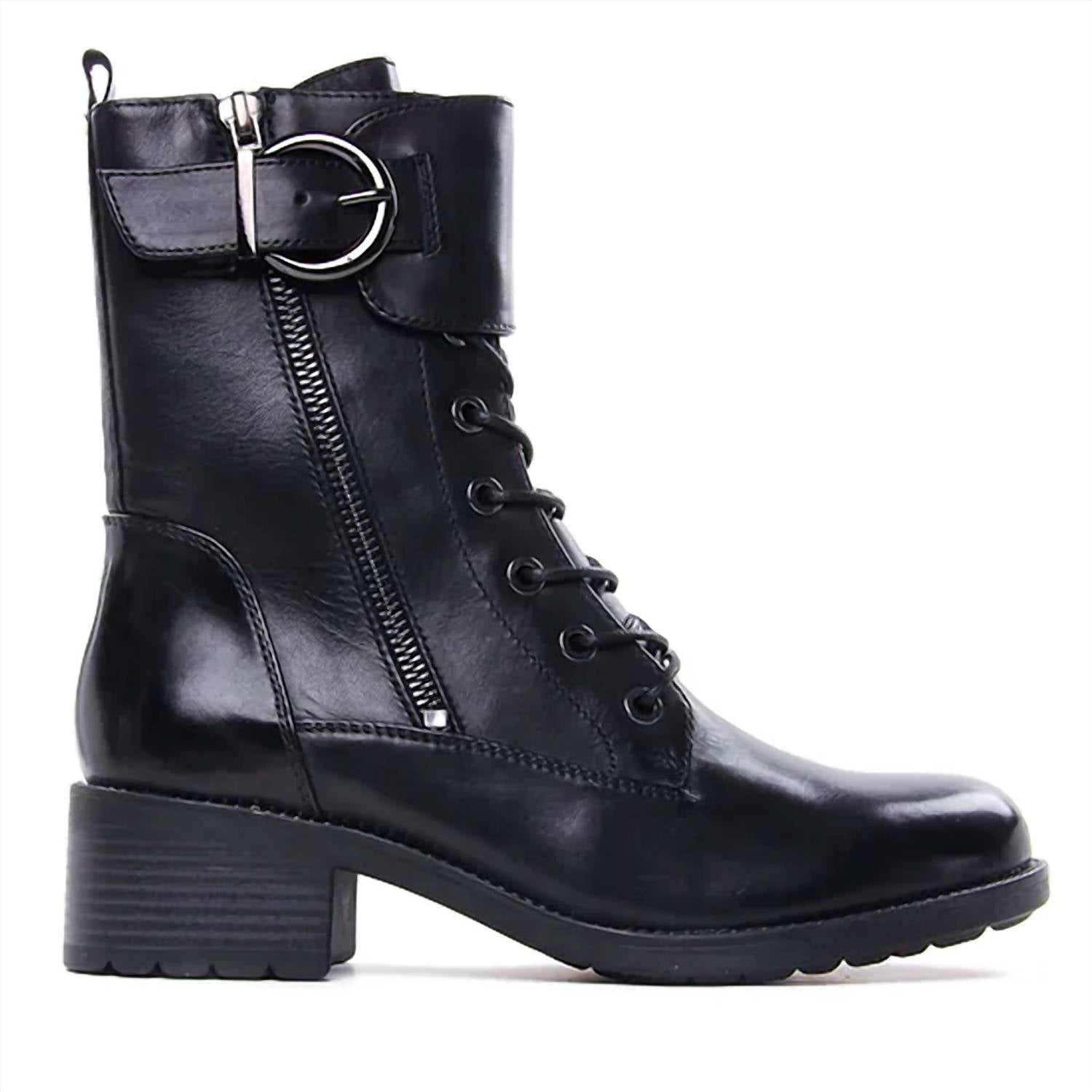 Regarde Le Ciel Women's Emily Moto Boots in delice black silver - women's shoe - detail view