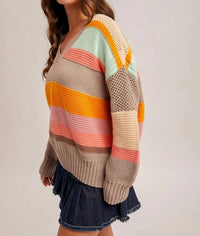 Hem & Thread - Colorblock Relaxed Crewneck Sweater