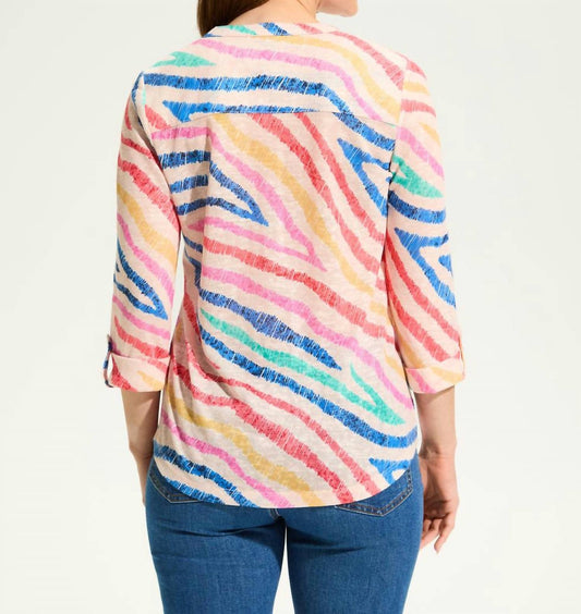 Fdj - Zebra Three Quarter Sleeve Top
