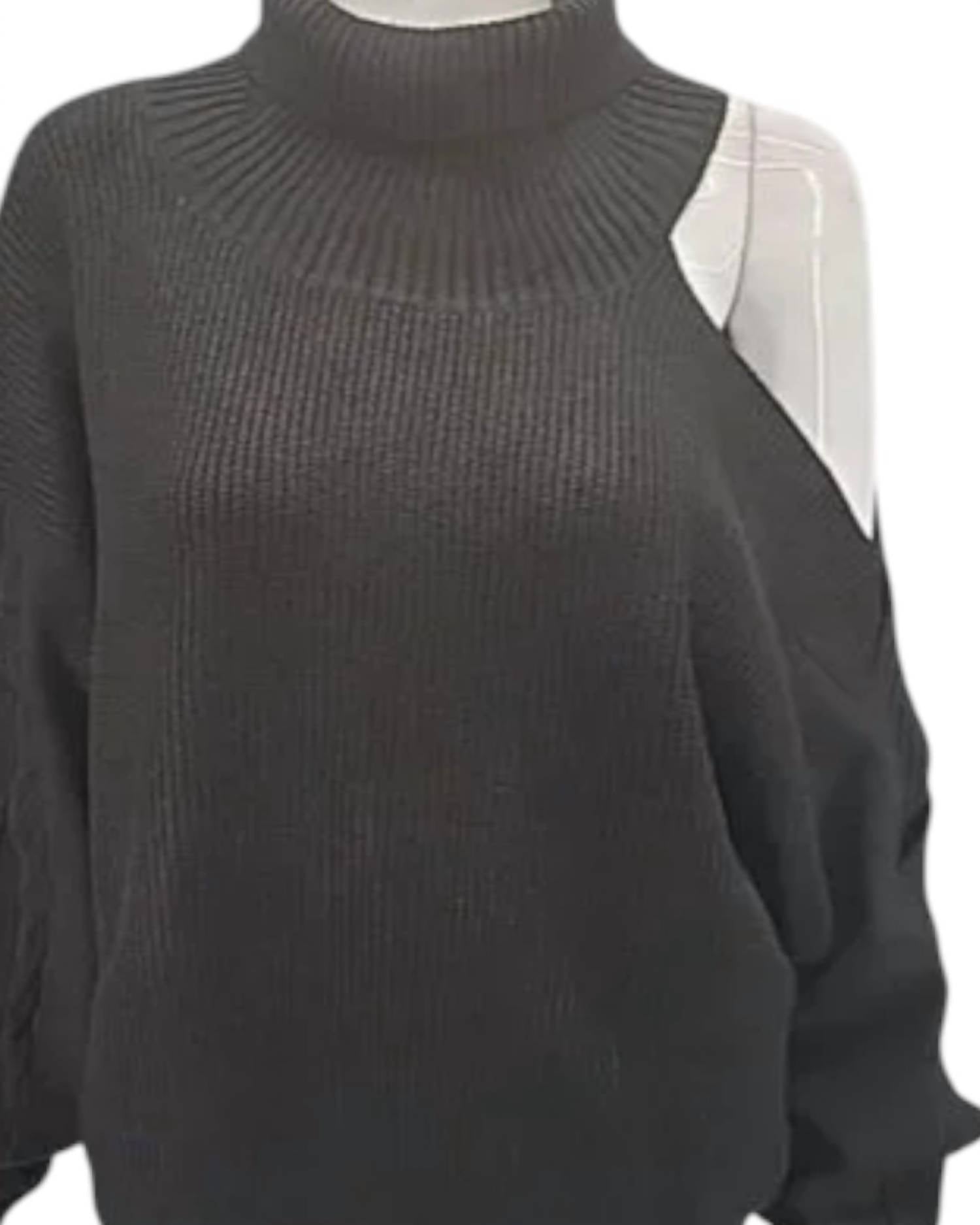 Elan - Women's Cold Shoulder High Neck Sweater