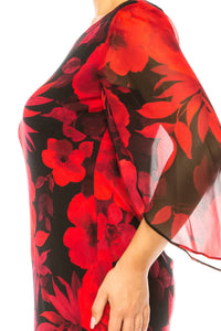 Connected Apparel - Floral Split-sleeve Sheath Dress