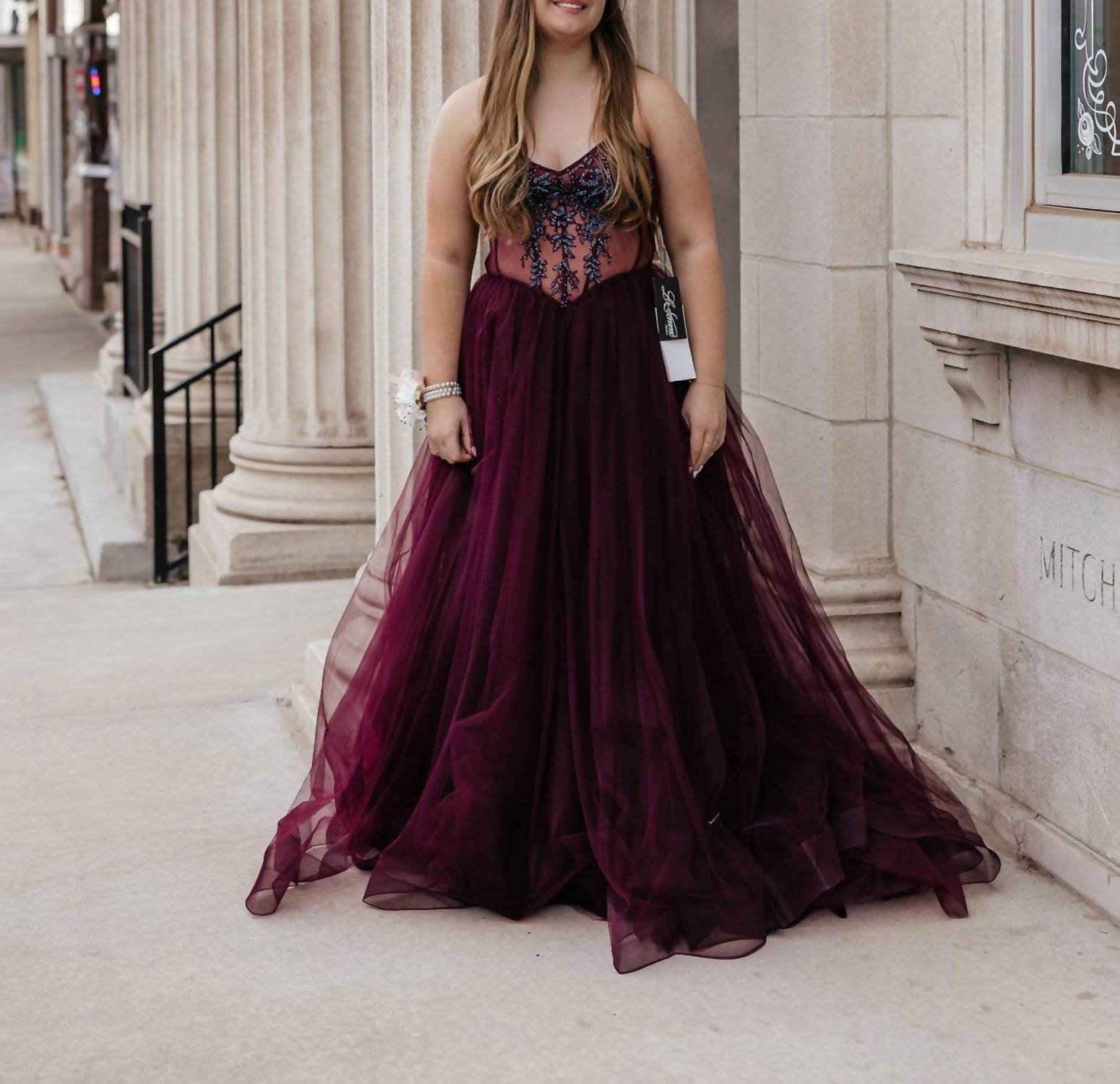 La Femme Women's Prom Dress in dark berry - women's dress - alternate view