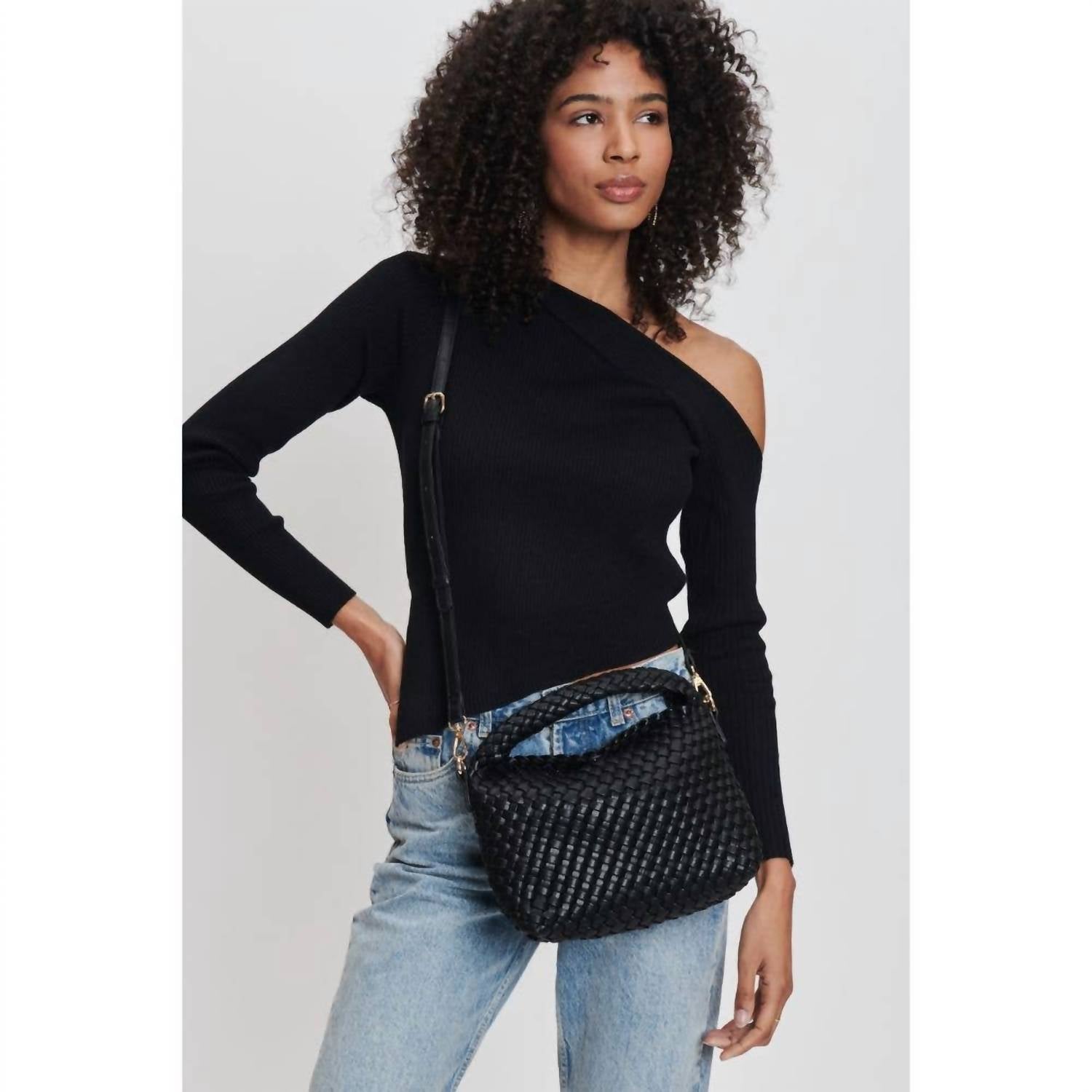 Moda Luxe - Woven Vegan Leather Crossbody Bag