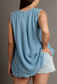 Umgee - Jennifer Frayed Hem Sleeveless Top